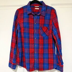 Merona Vibrant Red and Blue Plaid Shirt like new condition size tag removed sz L